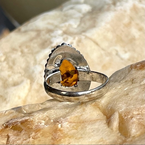 Amber domed teardrop ring size 8, NWT - Picture 5 of 7
